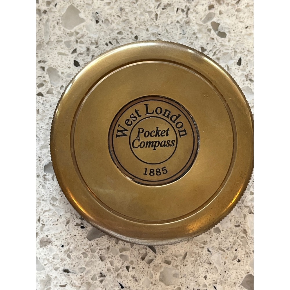 Vintage West London Pocket Compass 1885 Brass Nautical Decor with Leather Case - Picture 3 of 9